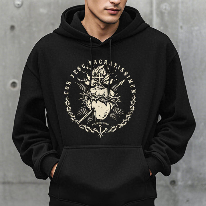 Christianartworkshop Classic Style Sacred Heart of Jesus Fleece Lined Polyester    Hoodie - image 7