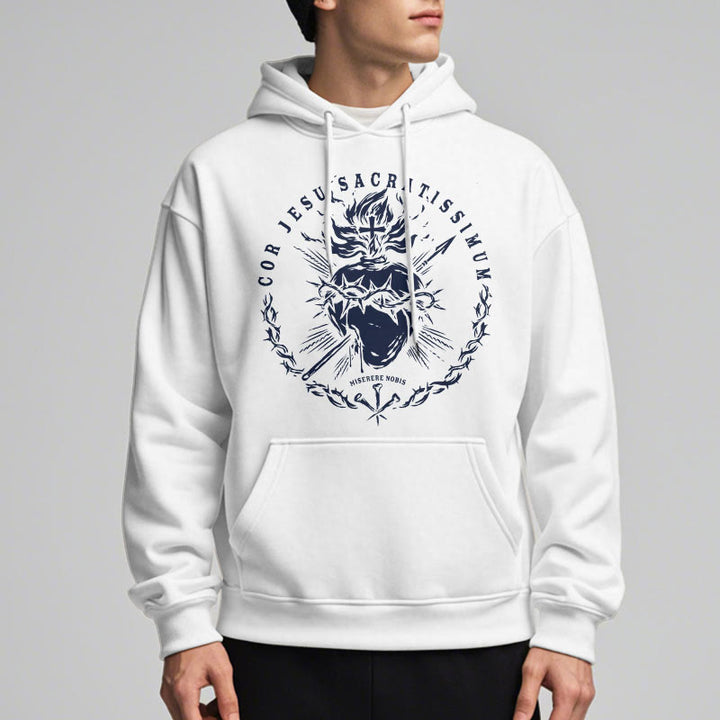 Christianartworkshop Classic Style Sacred Heart of Jesus Fleece Lined Polyester    Hoodie - image 4