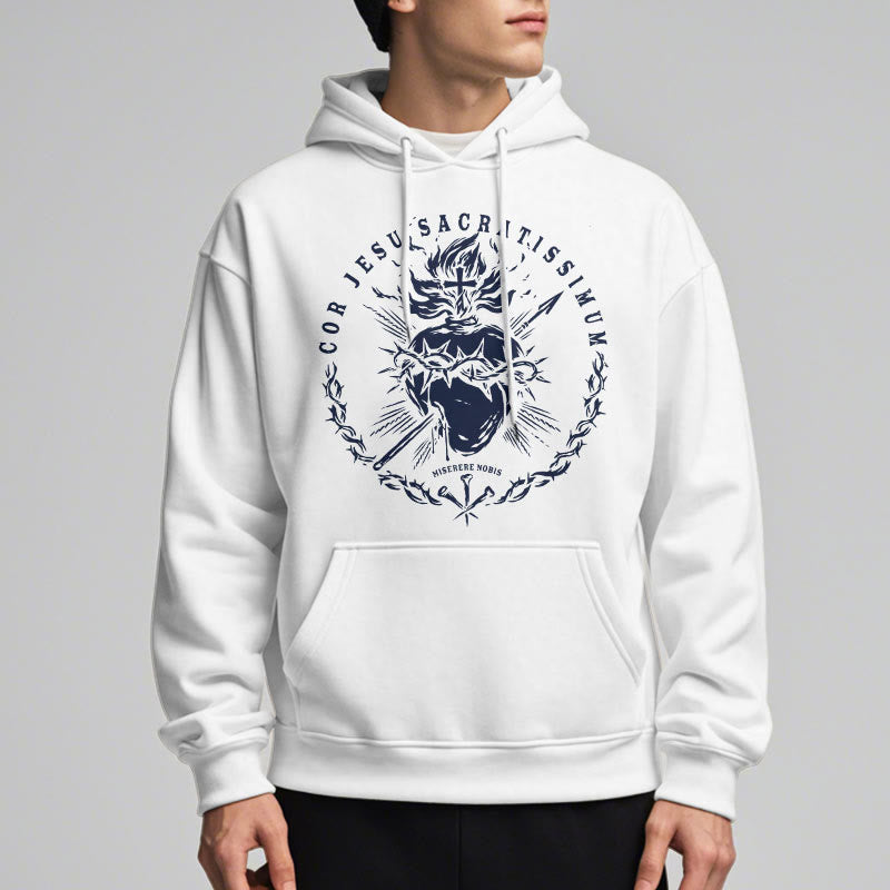 Christianartworkshop Classic Style Sacred Heart of Jesus Fleece Lined Polyester    Hoodie - image 3