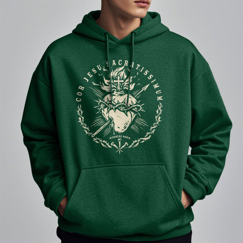 Christianartworkshop Classic Style Sacred Heart of Jesus Fleece Lined Polyester    Hoodie - image 13