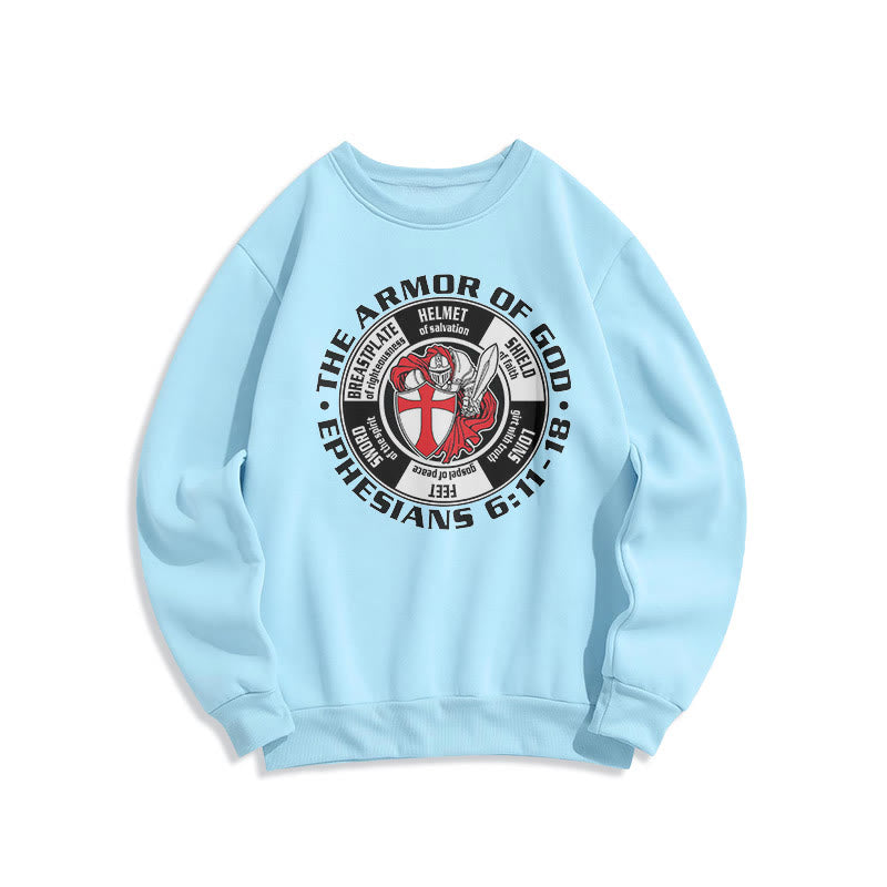 Christianartworkshop Modern Colored Style Crusader Knight Armor of God Fleece Lined Polyester Sweatshirt - Blue - 2XL - image 0
