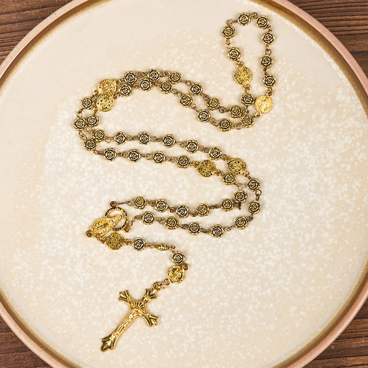 Christianartworkshop Virgin Mary Crucifix of mm Rose Retro