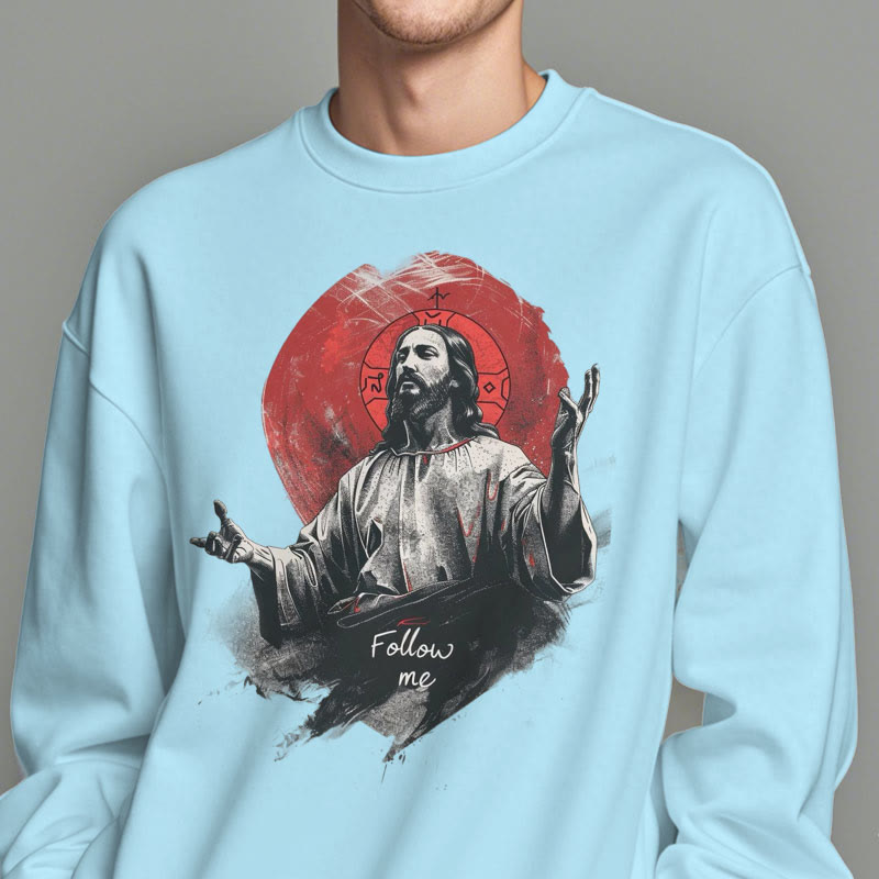 Christianartworkshop Classic Style Jesus Halo Follow Me Fleece Lined Polyester Sweatshirt - image 15