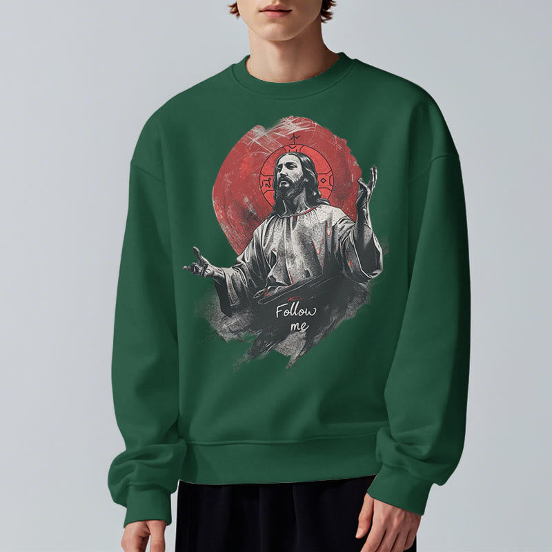Christianartworkshop Classic Style Jesus Halo Follow Me Fleece Lined Polyester Sweatshirt - image 13