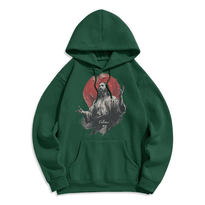 Christianartworkshop Classic Style Jesus Halo Follow Me Fleece Lined Polyester Hoodie - image 13