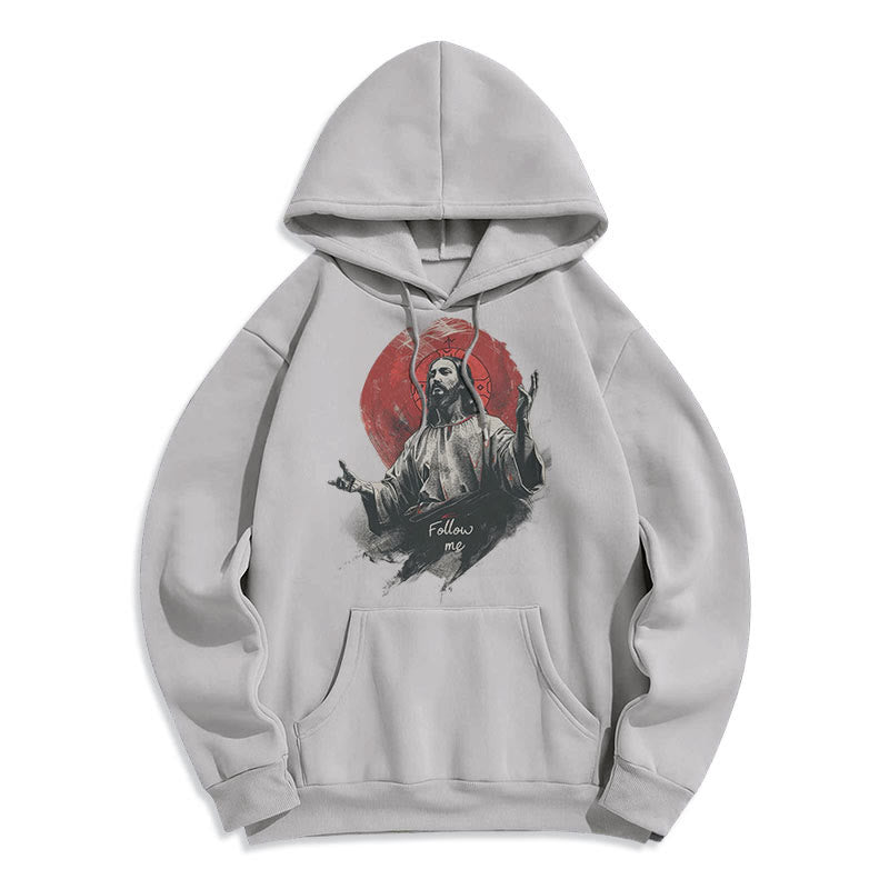 Christianartworkshop Classic Style Jesus Halo Follow Me Fleece Lined Polyester Hoodie - image 15