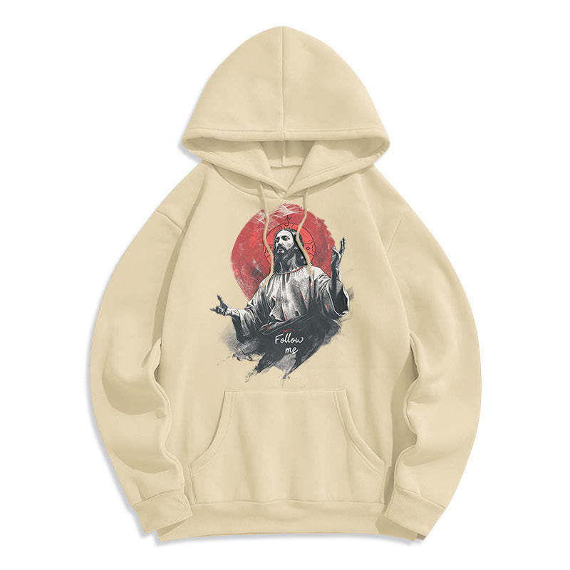 Christianartworkshop Classic Style Jesus Halo Follow Me Fleece Lined Polyester Hoodie - image 9