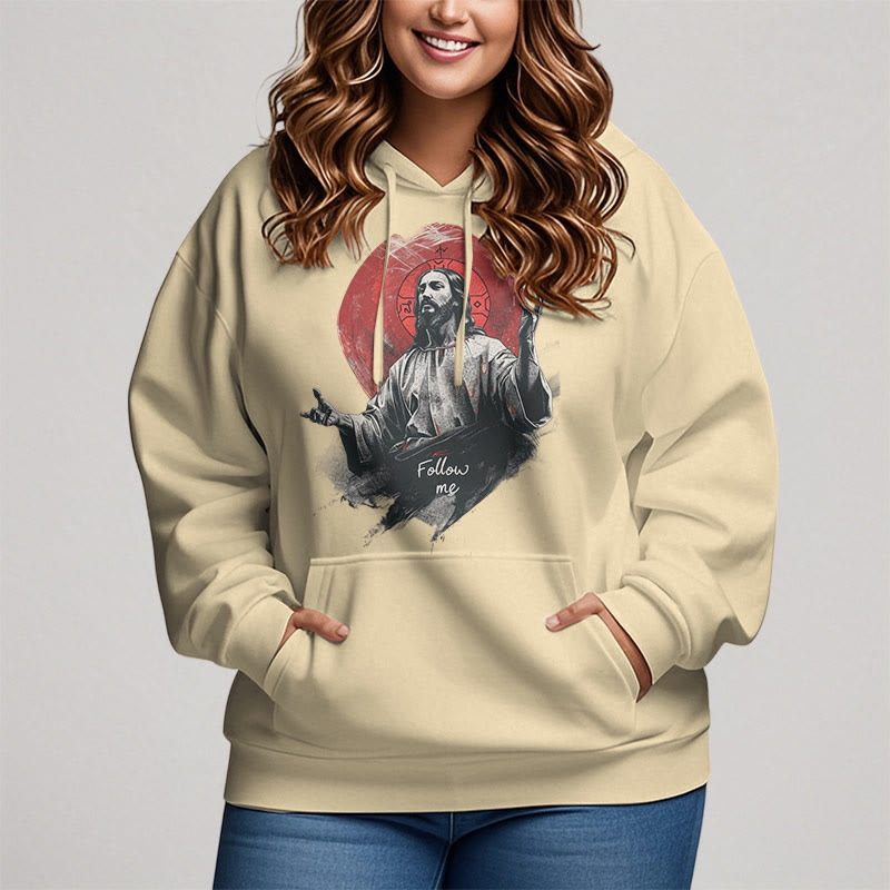 Christianartworkshop Classic Style Jesus Halo Follow Me Fleece Lined Polyester Hoodie - image 11