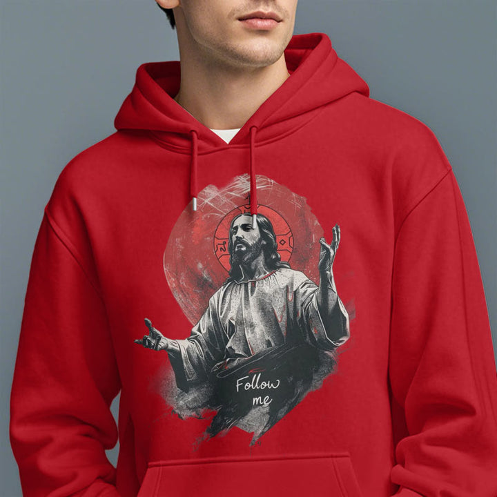 Christianartworkshop Classic Style Jesus Halo Follow Me Fleece Lined Polyester Hoodie - image 19