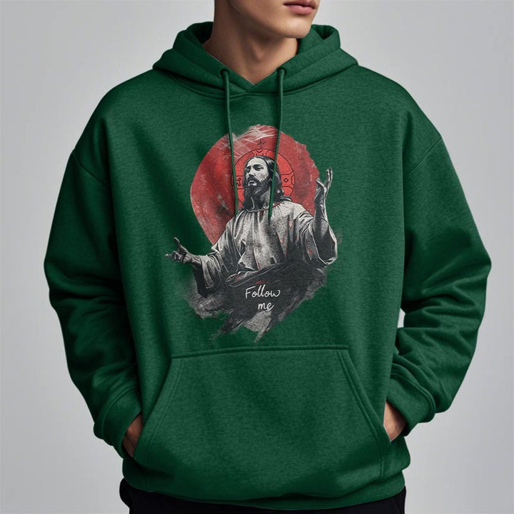 Christianartworkshop Classic Style Jesus Halo Follow Me Fleece Lined Polyester Hoodie - image 15