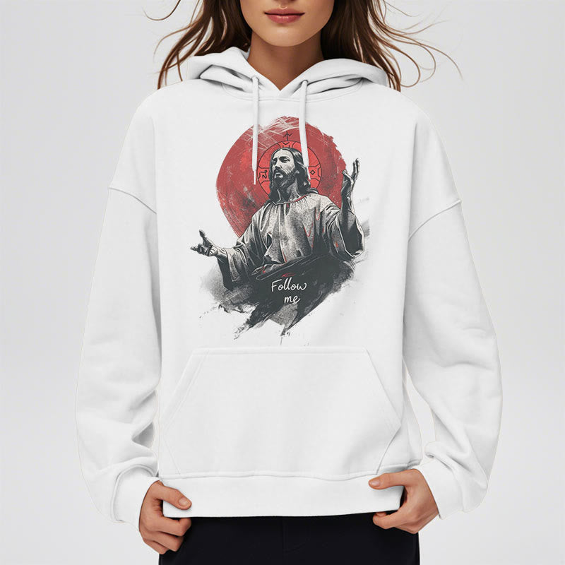 Christianartworkshop Classic Style Jesus Halo Follow Me Fleece Lined Polyester Hoodie - image 9