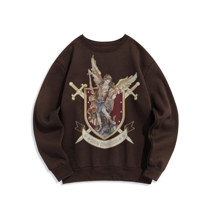 Christianartworkshop Classic Style Saint Michael the Archangel Fleece Lined Polyester Sweatshirt - Brown - 2XL - image 12