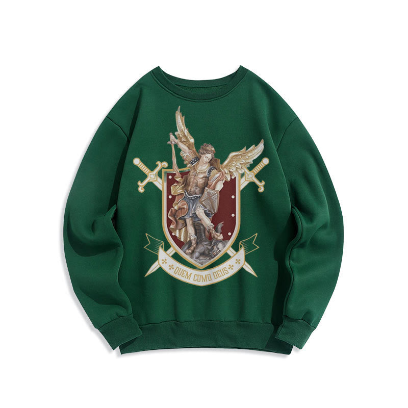 Christianartworkshop Classic Style Saint Michael the Archangel Fleece Lined Polyester Sweatshirt - Green - 2XL - image 0