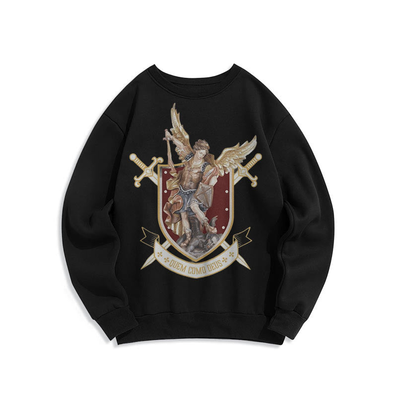 Christianartworkshop Classic Style Saint Michael the Archangel Fleece Lined Polyester Sweatshirt - Black - 2XL - image 6