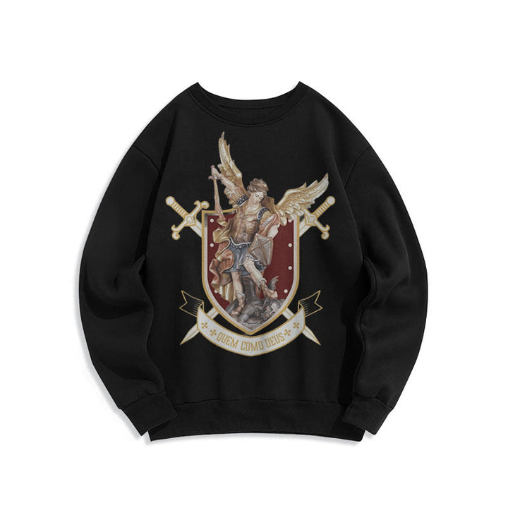 Christianartworkshop Classic Style Saint Michael the Archangel Fleece Lined Polyester Sweatshirt - Black - 2XL - image 6