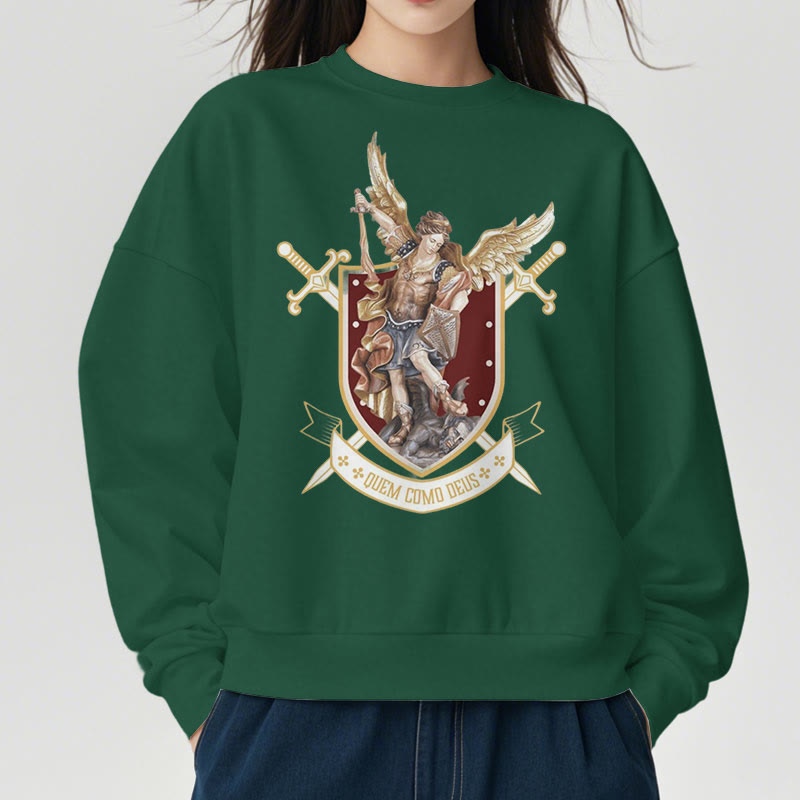 Christianartworkshop Classic Style Saint Michael the Archangel Fleece Lined Polyester Sweatshirt - image 3
