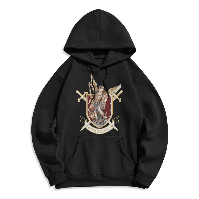 Christianartworkshop Classic Style Saint Michael the Archangel Fleece Lined Polyester Hoodie - Black - 2XL - image 5