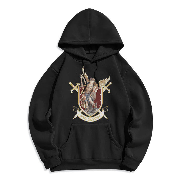 Christianartworkshop Classic Style Saint Michael the Archangel Fleece Lined Polyester Hoodie - Black - 2XL - image 5