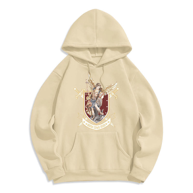 Christianartworkshop Classic Style Saint Michael the Archangel Fleece Lined Polyester Hoodie - image 9