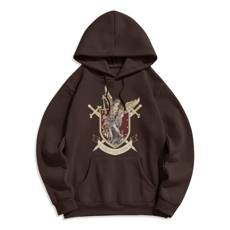 Christianartworkshop Classic Style Saint Michael the Archangel Fleece Lined Polyester Hoodie - Brown - 2XL - image 11