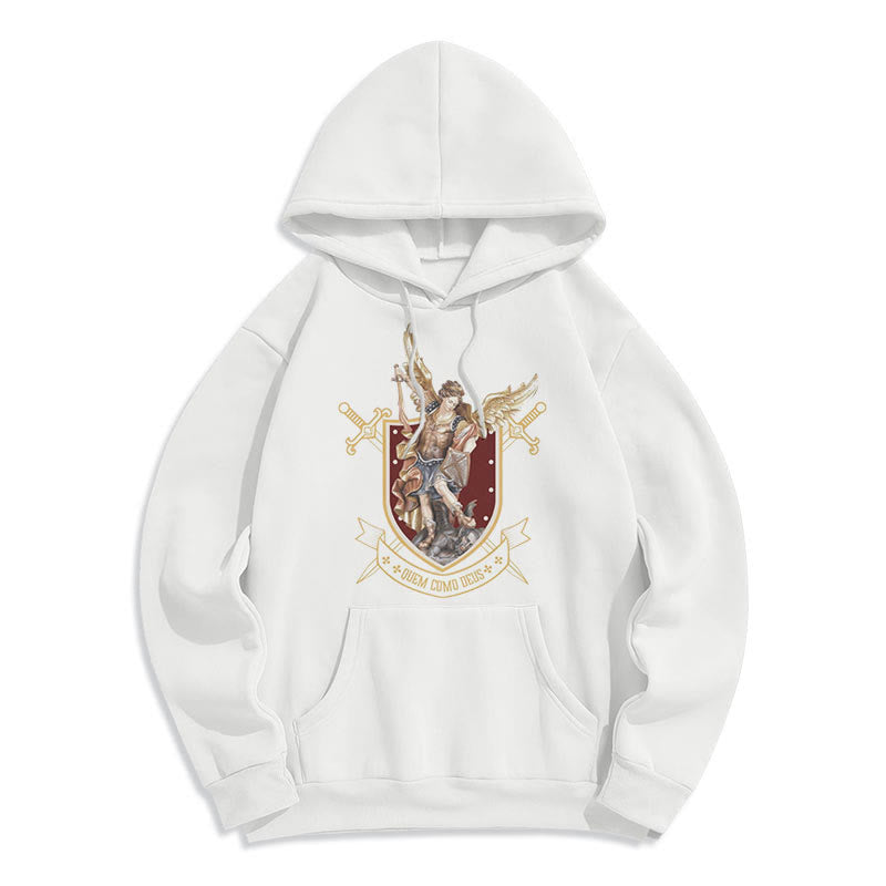 Christianartworkshop Classic Style Saint Michael the Archangel Fleece Lined Polyester Hoodie - image 7