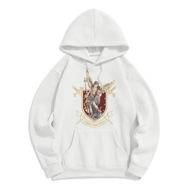 Christianartworkshop Classic Style Saint Michael the Archangel Fleece Lined Polyester Hoodie - White - 2XL - image 8