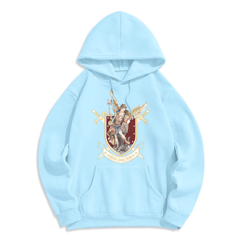 Christianartworkshop Classic Style Saint Michael the Archangel Fleece Lined Polyester Hoodie - Blue - 2XL - image 15
