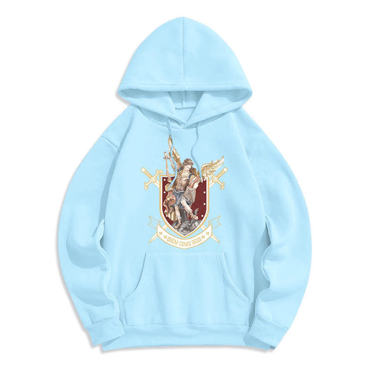 Christianartworkshop Classic Style Saint Michael the Archangel Fleece Lined Polyester Hoodie - Blue - 2XL - image 15
