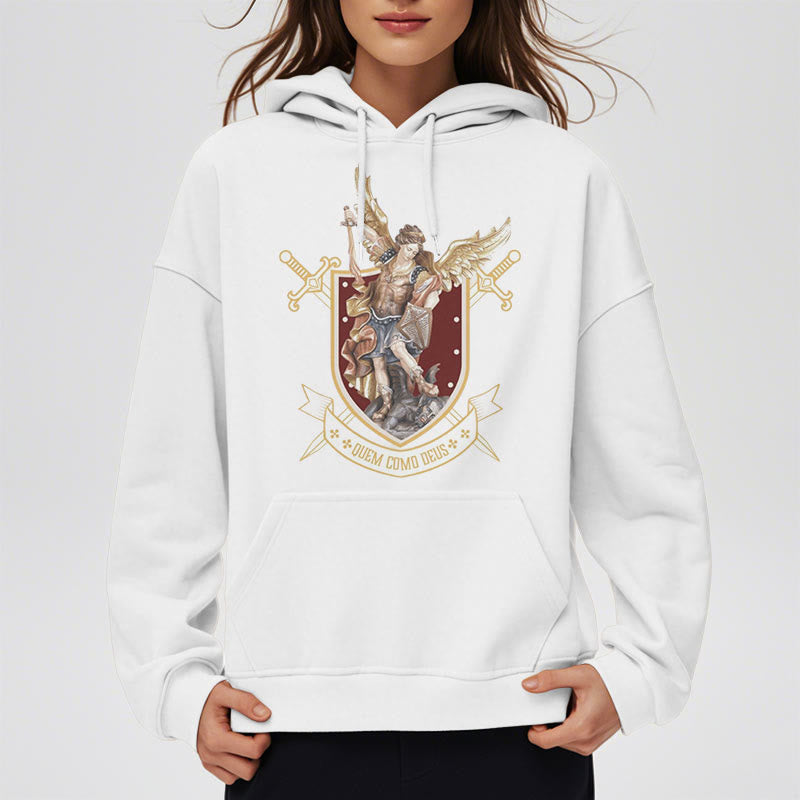 Christianartworkshop Classic Style Saint Michael the Archangel Fleece Lined Polyester Hoodie - image 8