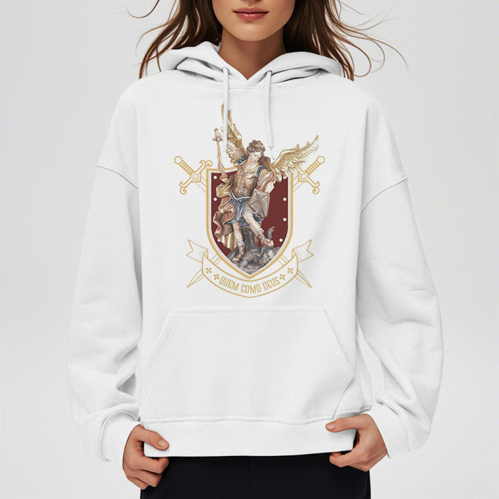 Christianartworkshop Classic Style Saint Michael the Archangel Fleece Lined Polyester Hoodie - image 9