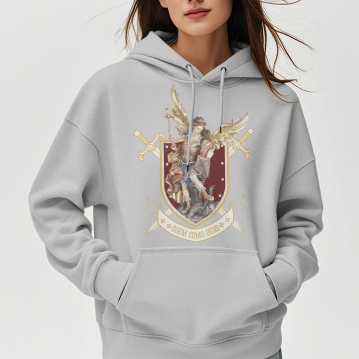 Christianartworkshop Classic Style Saint Michael the Archangel Fleece Lined Polyester Hoodie - image 19