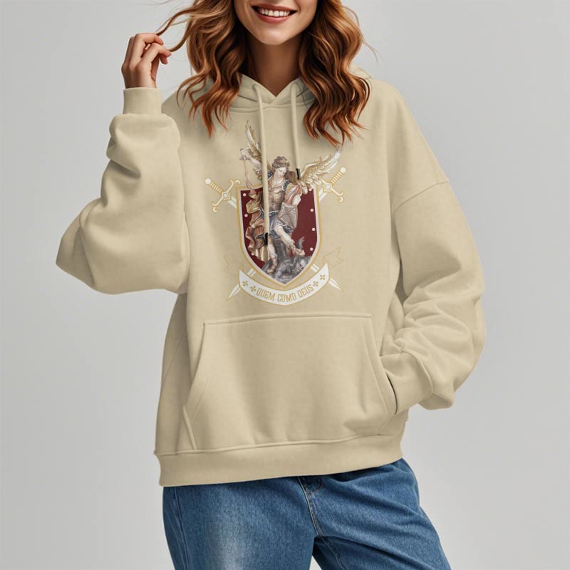 Christianartworkshop Classic Style Saint Michael the Archangel Fleece Lined Polyester Hoodie - image 10