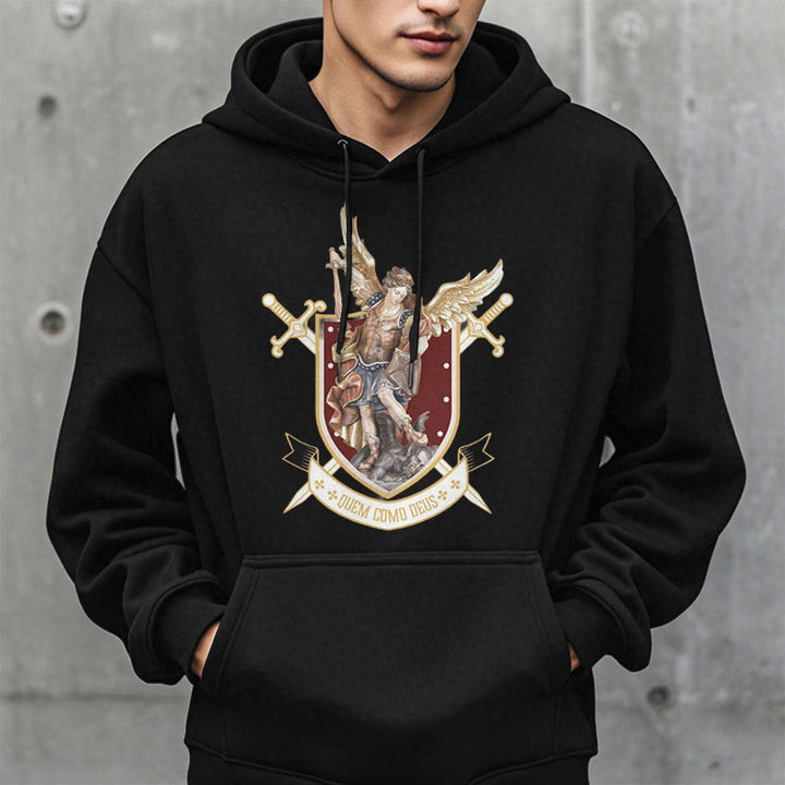 Christianartworkshop Classic Style Saint Michael the Archangel Fleece Lined Polyester Hoodie - image 6