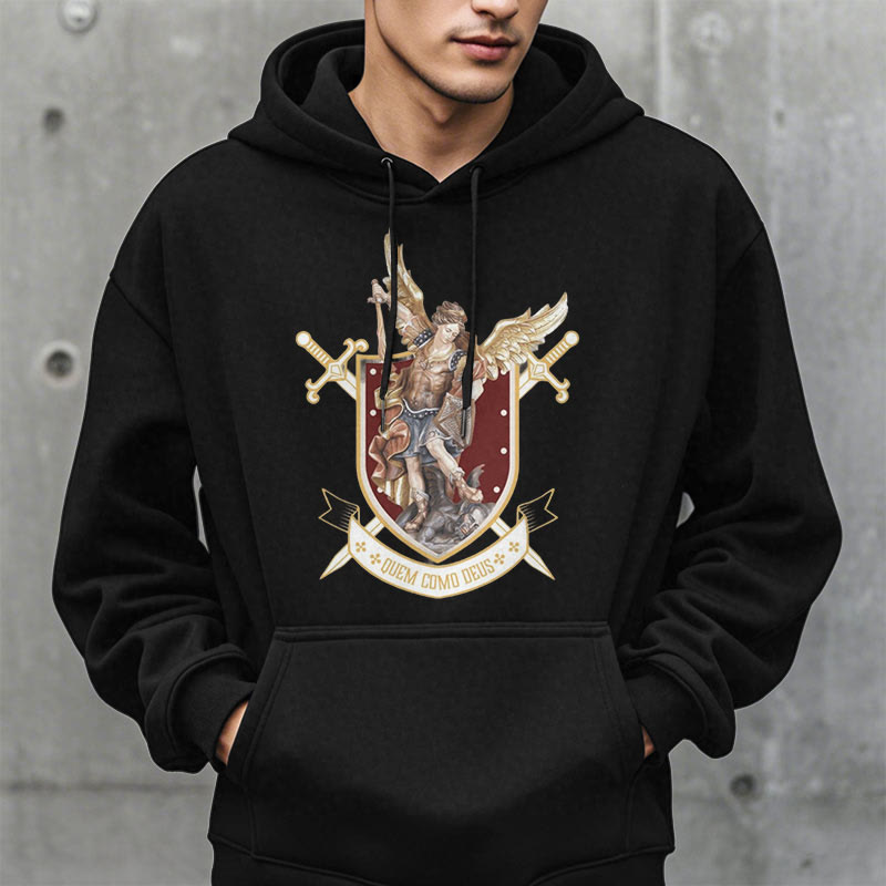 Christianartworkshop Classic Style Saint Michael the Archangel Fleece Lined Polyester Hoodie - image 7