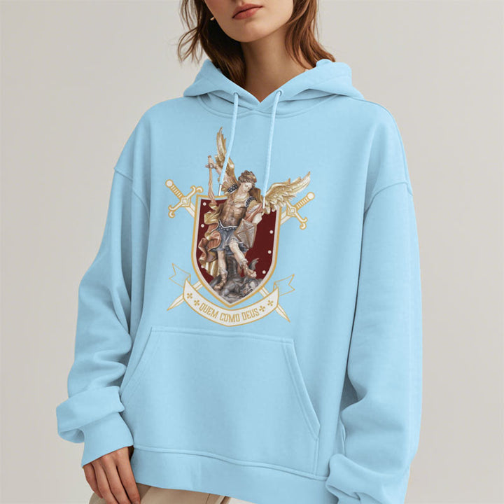 Christianartworkshop Classic Style Saint Michael the Archangel Fleece Lined Polyester Hoodie - image 17