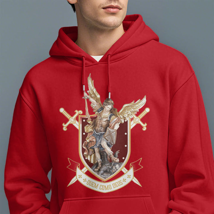 Christianartworkshop Classic Style Saint Michael the Archangel Fleece Lined Polyester Hoodie - image 3
