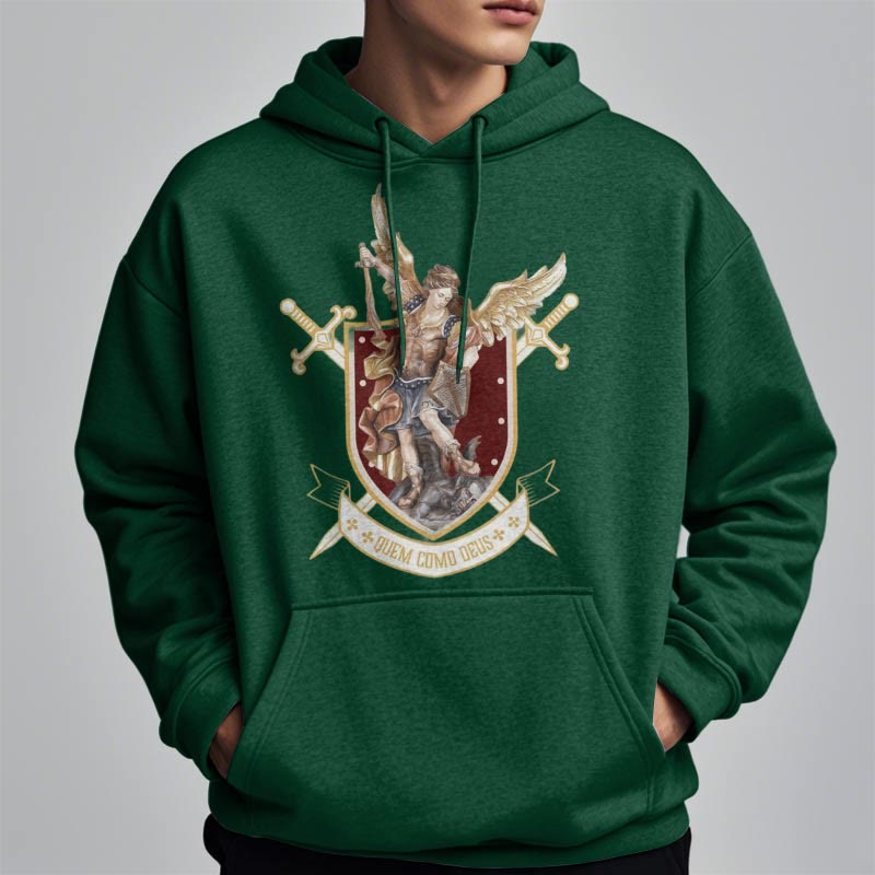 Christianartworkshop Classic Style Saint Michael the Archangel Fleece Lined Polyester Hoodie - image 14