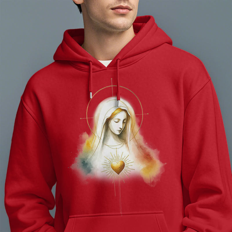 Christianartworkshop Modern Style Halo Sacred Heart Virgin Mary Fleece Lined Polyester Hoodie - image 19