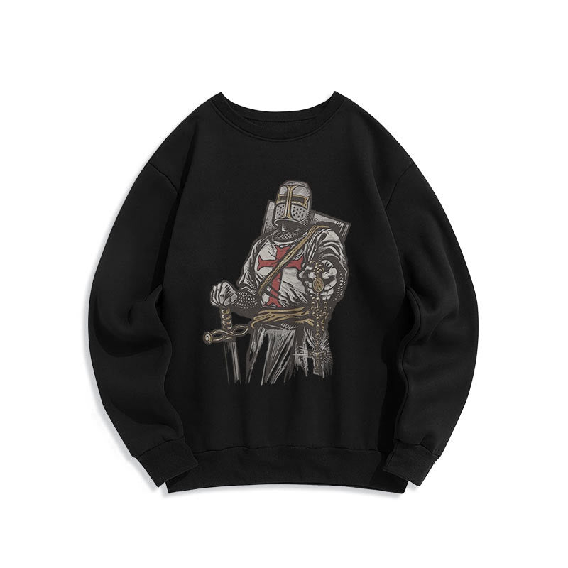 Christianartworkshop Modern Style Crusader's Valor and Faith Fleece Lined Polyester Sweatshirt - Black - 2XL - image 6