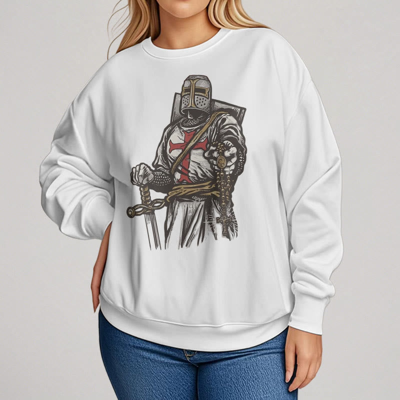 Christianartworkshop Modern Style Crusader's Valor and Faith Fleece Lined Polyester Sweatshirt - image 4