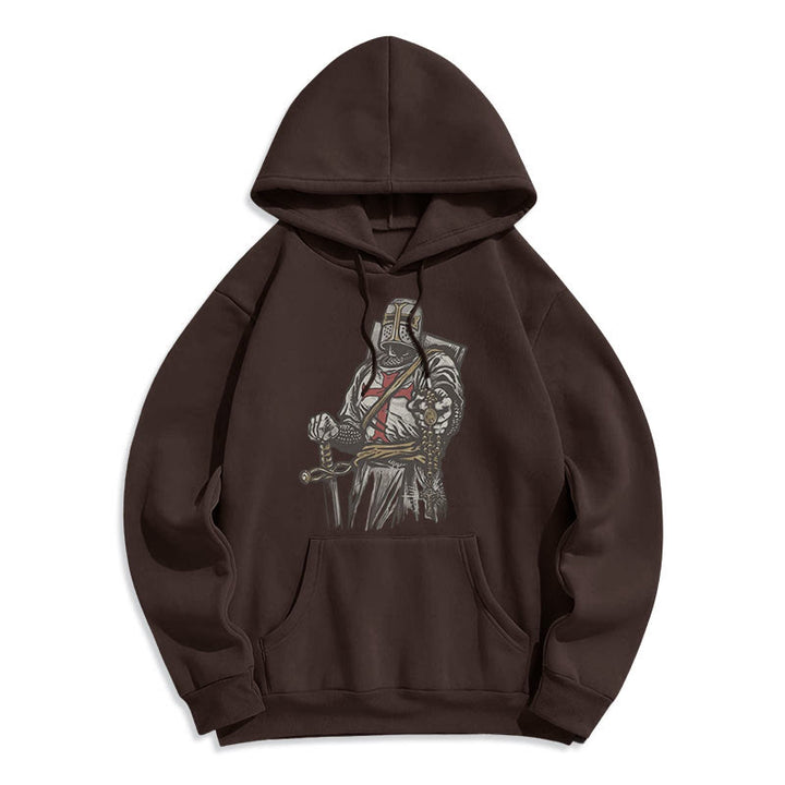 Christianartworkshop Modern Style Crusader's Valor and Faith Fleece Lined Polyester Hoodie - Brown - 2XL - image 10