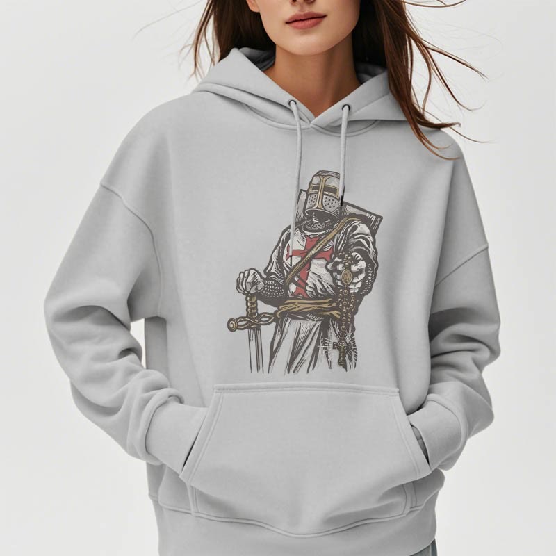 Christianartworkshop Modern Style Crusader's Valor and Faith Fleece Lined Polyester Hoodie - image 16