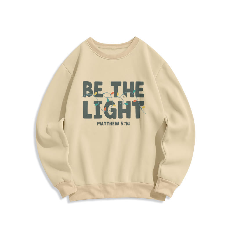 Christianartworkshop Quotation Style Be The Light Fleece Lined Polyester Sweatshirt - Beige - 2XL - image 8