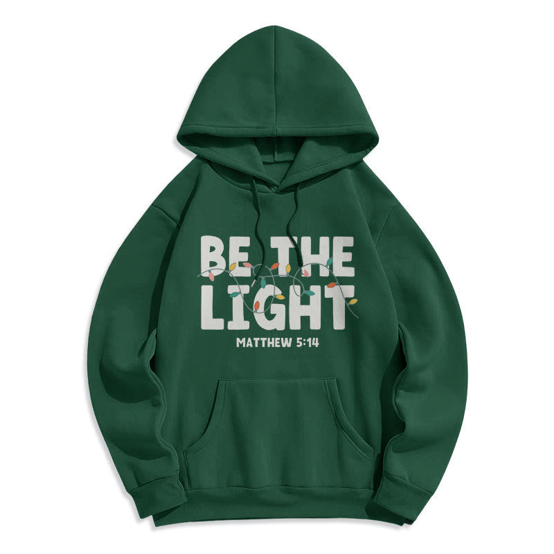 Christianartworkshop Quotation Style Be The Light Fleece Lined Polyester Hoodie - Green - 2XL - image 14