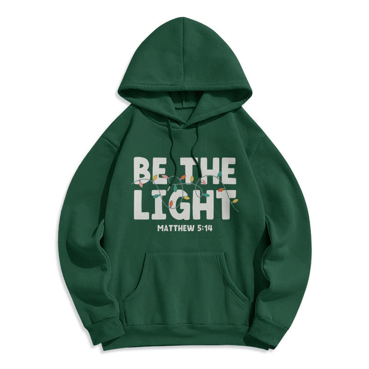 Christianartworkshop Quotation Style Be The Light Fleece Lined Polyester Hoodie - Green - 2XL - image 14