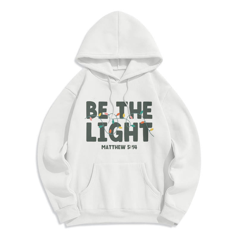 Christianartworkshop Quotation Style Be The Light Fleece Lined Polyester Hoodie - White - 2XL - image 8