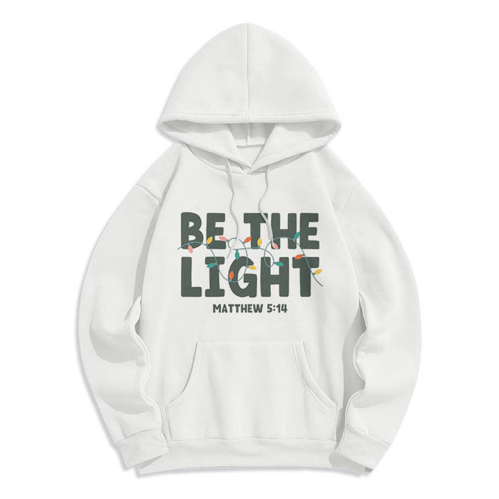 Christianartworkshop Quotation Style Be The Light Fleece Lined Polyester Hoodie - White - 2XL - image 8