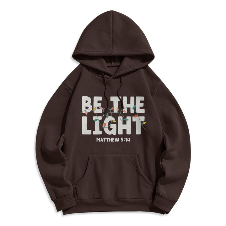 Christianartworkshop Quotation Style Be The Light Fleece Lined Polyester Hoodie - Brown - 2XL - image 12