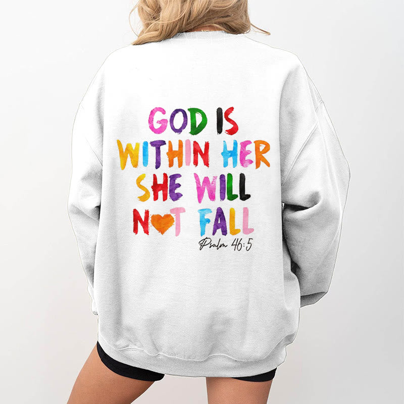 Christianartworkshop Quotation Style God Is Within Her Fleece Lined Polyester Sweatshirt - image 4