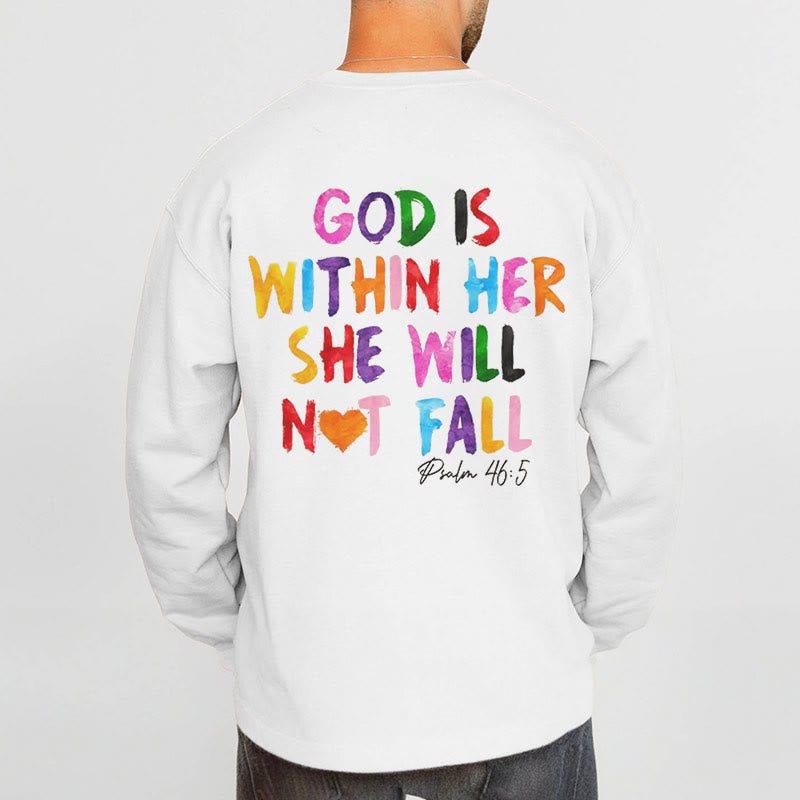 Christianartworkshop Quotation Style God Is Within Her Fleece Lined Polyester Sweatshirt - image 4